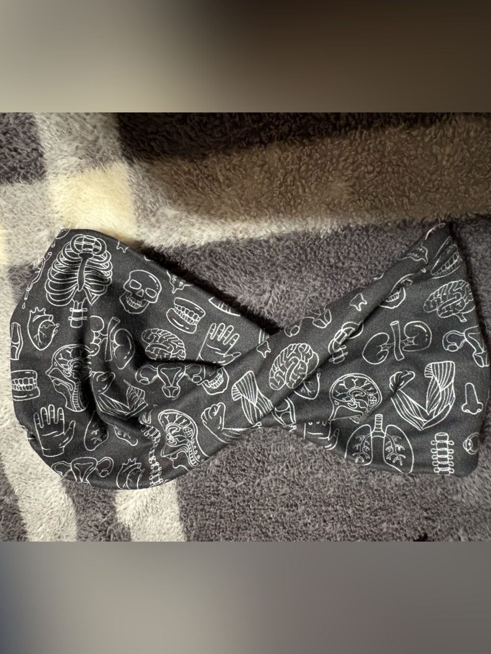 Black Anatomical Print Headband Hair Wrap - Women’s Accessories